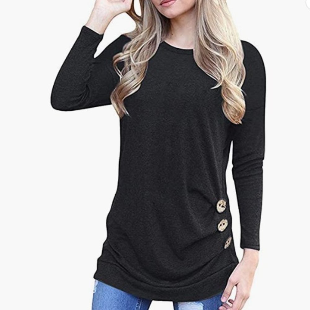 NWOT BlackTunic Long sleeve top XL